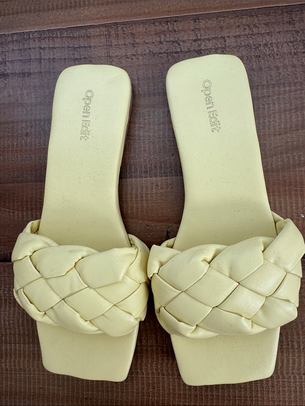 Nordstrom Open Edit Braided Slide Sandals in Pale Yellow